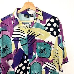 Vintage Multicolor Abstract Collared Shirt